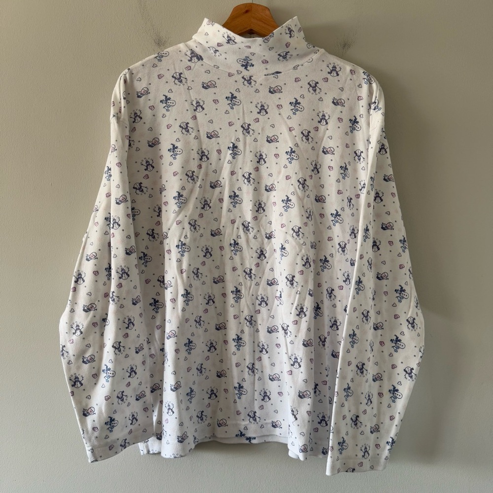 Vtg Fashion Bug Snowman Christmas Holiday Mock Neck‎ Long Sleeve Top Size 18/20
